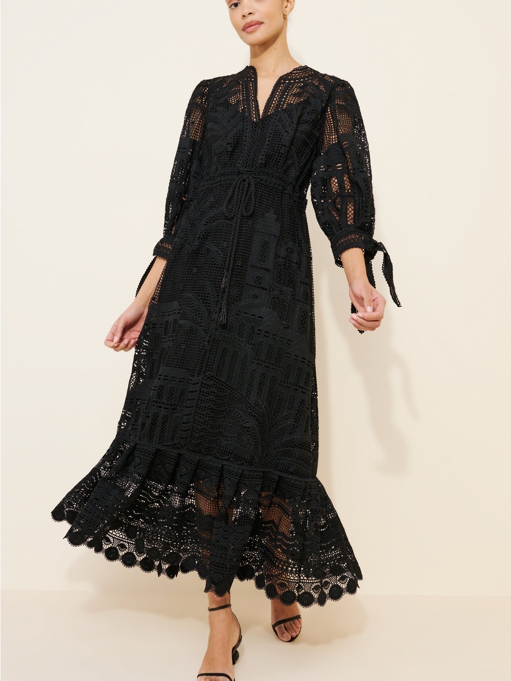 FARM Rio Black Crochet Maxi Dress - Picture 2 of 6